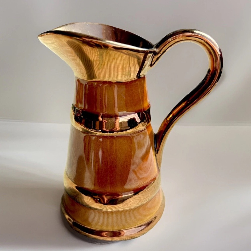 Lord Nelson VTG Pottery Creamer Gold & Copper Luster Ware 5”